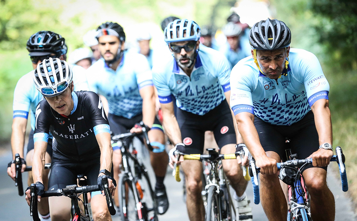 #ridefordanny team cycling up hill into camera