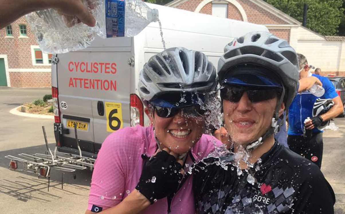 Kara Smith and Lucy Robinson having water poured on them