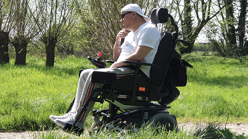 Robert in his powered wheelchair