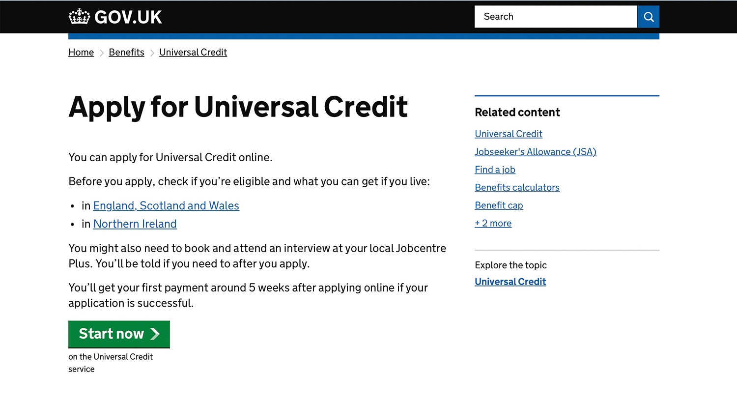 Apply for Universal Credit 