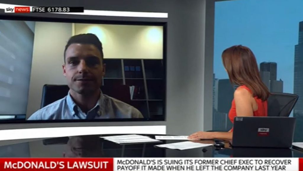 Joseph Lappin on Sky News talking about McDonald's and former CEO Steve Easterbrook dispute