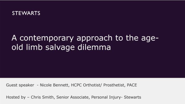 A contemporary approach t the age-old limb salvage dilemma - Nicole Bennett, HCPC Orthotist/Prosthetist, PACE