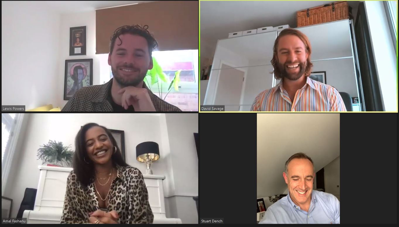 Amal Fashanu for a webinar as part of Stewarts Celebrates Pride 2021. With David Savage, Stuart Dench and Lewis Powers.