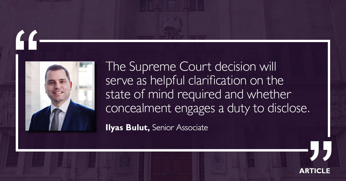 Supreme Court to give judgment on meaning of “deliberate concealment